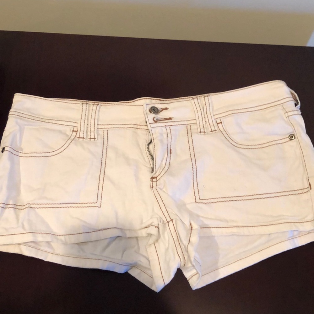 White Shorts with Brown/Tan color seam